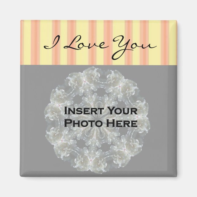 I Love You Stripes Customisable Photo Magnet (Front)