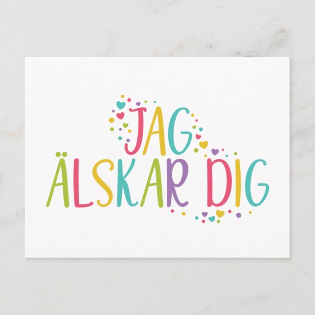 I love you swedish jag alskar dig rainbow  postcard (Front)