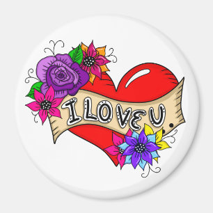 I Love You   Tattoo Heart Art Personalised  Magnet