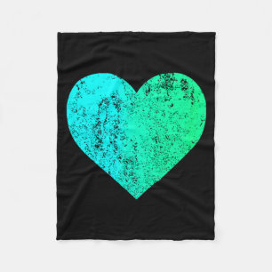 I Love You Teal Heart Distressed Valentines Day  Fleece Blanket