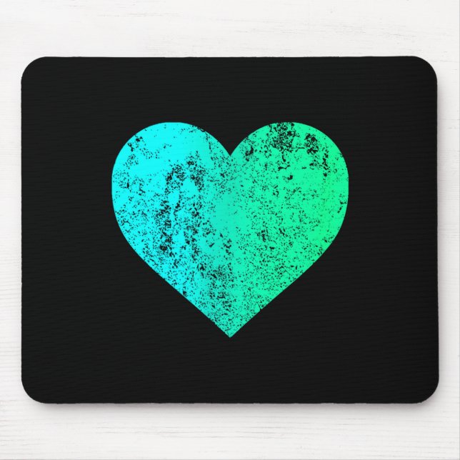 I Love You Teal Heart Distressed Valentine's Day  Mouse Mat (Front)