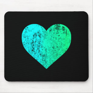 I Love You Teal Heart Distressed Valentines Day  Mouse Mat