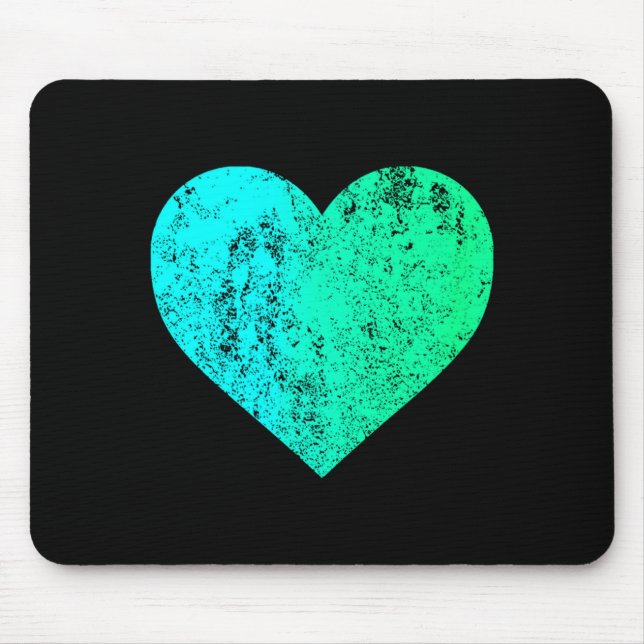 I Love You Teal Heart Distressed Valentines Day  Mouse Mat (Front)
