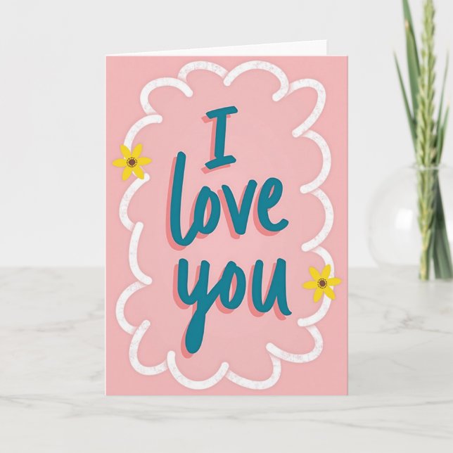I Love You Teal Script Card (Front)
