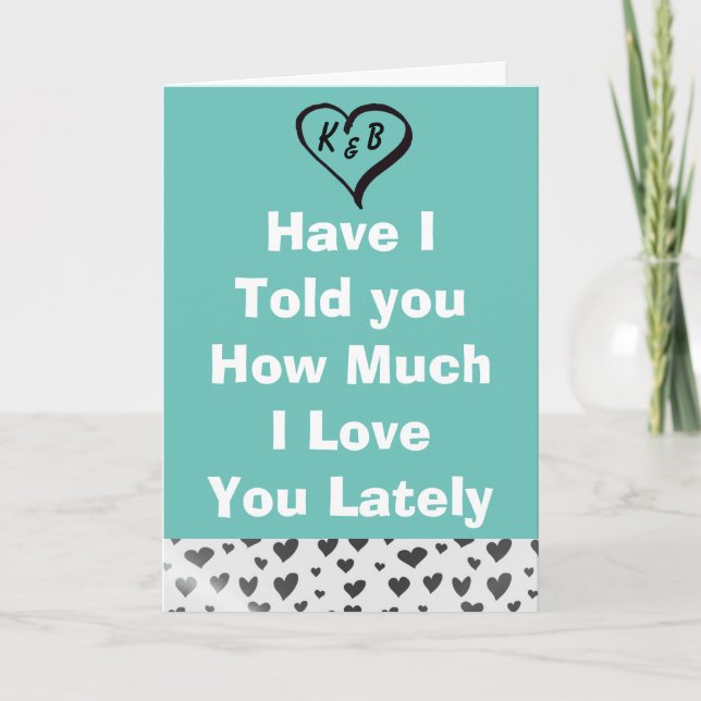 I Love You Teal with Silver Hearts Card (Front)