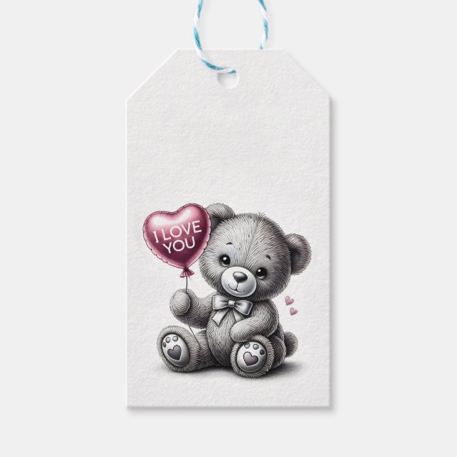 "I Love You" Teddy Bear Gift Tag (Front)