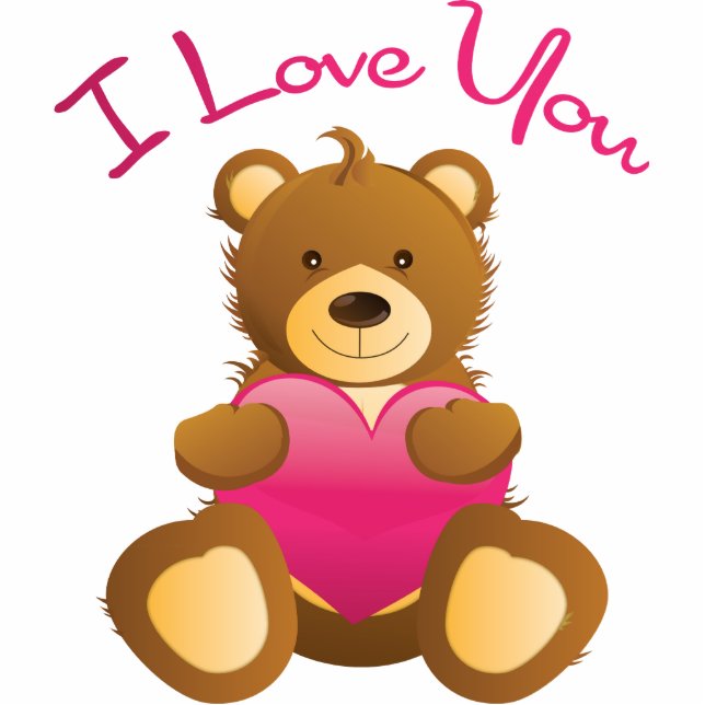 I Love You Teddy Standing Photo Sculpture (Front)