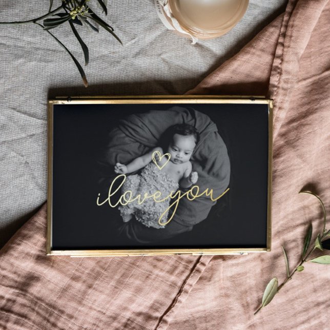 i love you TEXT GOLD HEART | custom photo Foil Prints (Creator Uploaded)