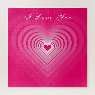 I Love You Text Jigsaw Puzzle with Hearts