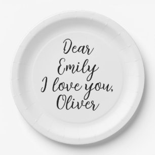 I Love You Text Template Paper Plate