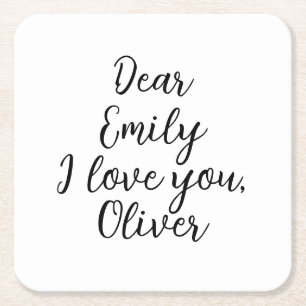I Love You, Text Template Square Paper Coaster