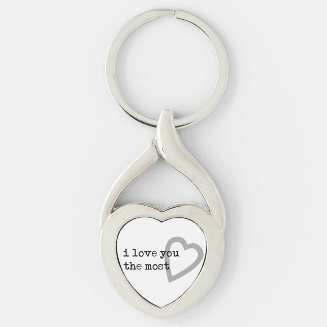 i love you the most modern heart key ring (Front)