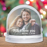 I Love You The Most Romantic Couple Photo Custom Snowglobe<br><div class="desc">P.S. I Love You The Most Romantic Couple Modern Photo Template Custom Snow Globes features your favourite photo with your personalised names with the customisable text "P.S. I love you" in modern calligraphy script. Makes a fantastic gift for Christmas, holidays, birthday, anniversary, Valentine's Day and more. Personalise by editing the...</div>