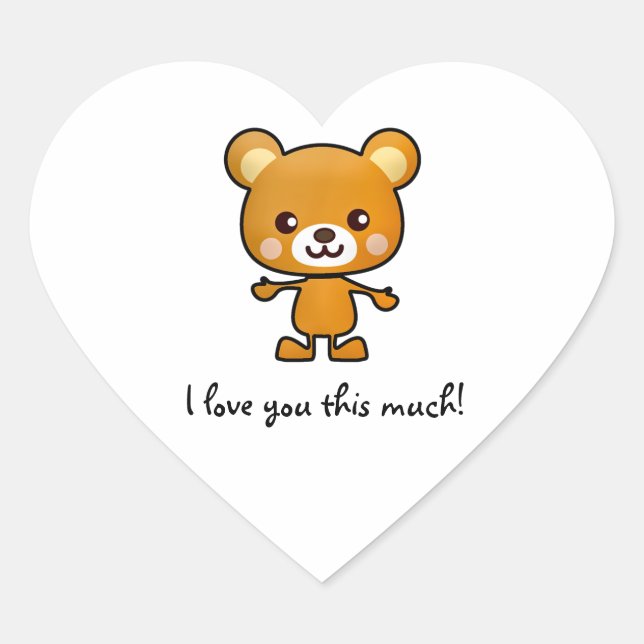 I Love You This Much Bear Heart Sticker (Front)