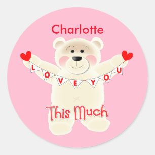 I Love You This Much Cute Teddy Bear Personalised Classic Round Sticker