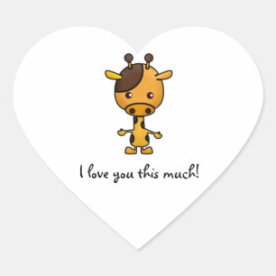 I Love You This Much Giraffe Heart Sticker