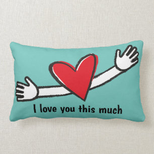 I Love You This Much Heart Lumbar Cushion