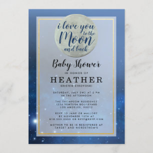 I Love You to the Moon and Back Baby Shower Invitation