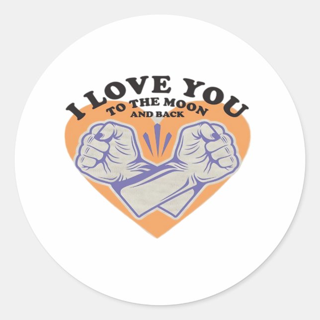 I Love You To The Moon And Back Black Background M Classic Round Sticker (Front)