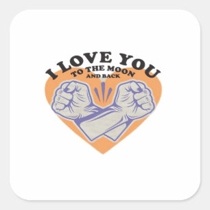 I Love You To The Moon And Back Black Background M Square Sticker