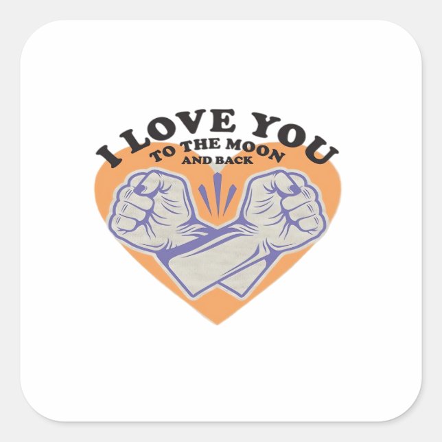 I Love You To The Moon And Back Black Background M Square Sticker (Front)