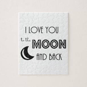 i love you to the moon and back black white jigsaw puzzle