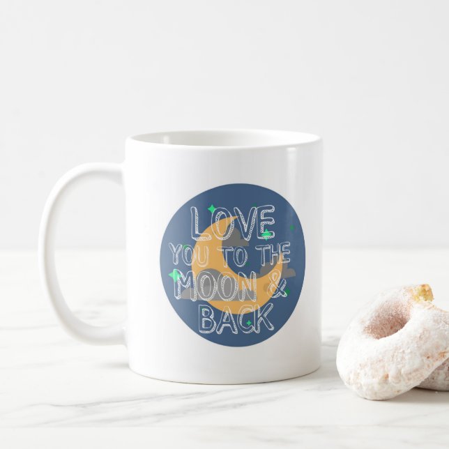 I Love You to the Moon and Back Blue Mug (With Donut)