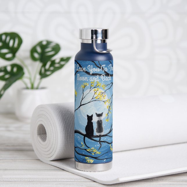 I Love You To The Moon and Back Cat Water Bottle (Yoga)