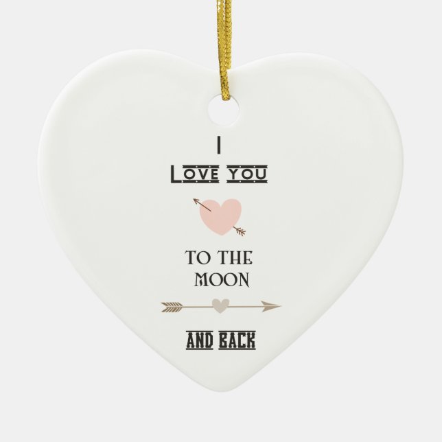 I love you to the moon and back ceramic tree decoration (Front)