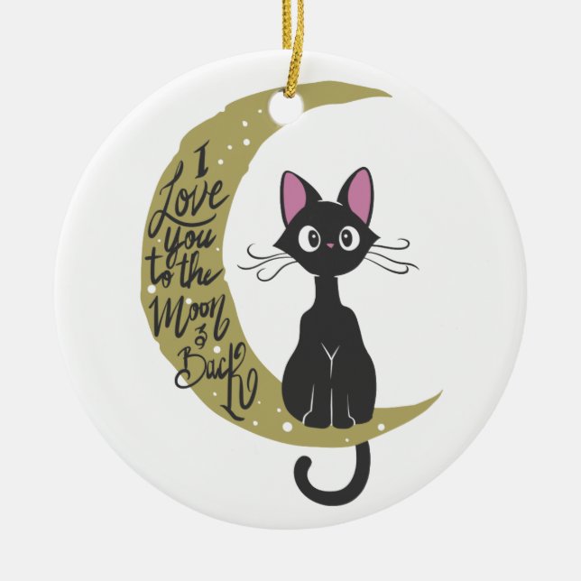 I love you to the moon and back - Choose back colo Ceramic Tree Decoration (Front)