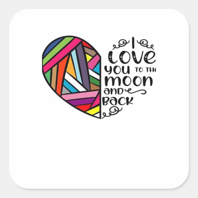 I Love You To The Moon And Back Classic Look Desig Square Sticker (Front)