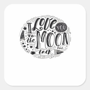 I Love You To The Moon And Back Classic Minimal De Square Sticker