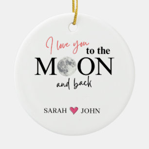 I Love You To The Moon And Back Couple Names Ceramic Tree Decoration