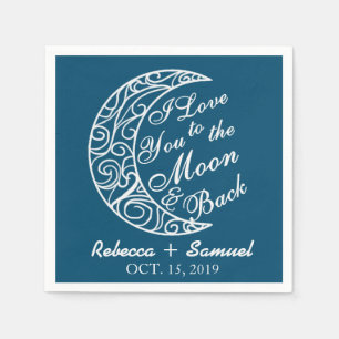 "I Love You To The Moon and Back" Custom Wedding Napkin