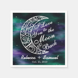 "I Love You To The Moon and Back" Custom Wedding Napkin