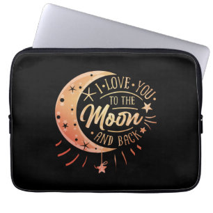 I Love You To The Moon And Back Cute Typography Laptop Sleeve
