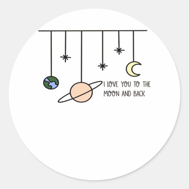 I Love You To The Moon And Back Elegant Minimal St Classic Round Sticker (Front)