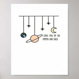 I Love You To The Moon And Back Elegant Minimal St Poster