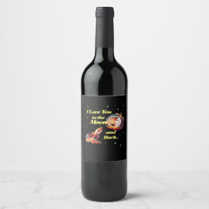 I Love You To The Moon And Back Elegant Style  Wine Label