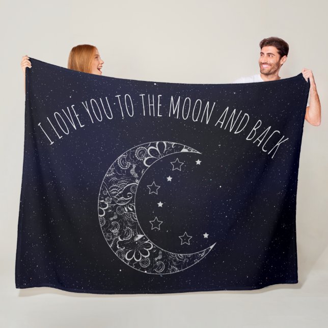 I Love You To The Moon and Back Fleece Blanket (In Situ)
