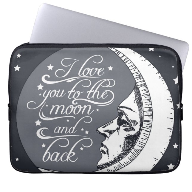 I Love You To The Moon And Back Laptop Sleeve (Front)
