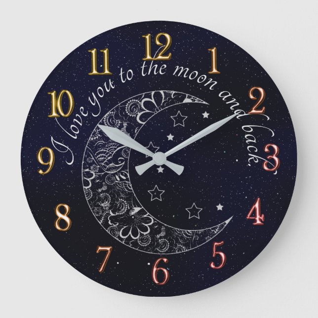 I Love You To The Moon and Back Large Clock (Front)