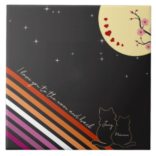 I Love You To The Moon And Back Lesbian Flag Tile