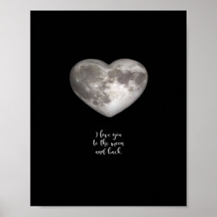 I Love You To The Moon And Back Minimal Clean Look Poster