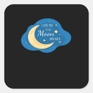 I Love You To The Moon And Back Modern Aesthetic  Square Sticker
