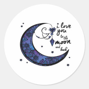 I Love You To The Moon And Back Modern Classic Des Round Sticker