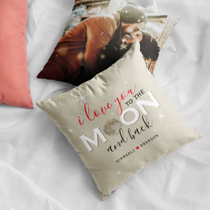 I Love You to the Moon and Back   Names & Photo Cushion