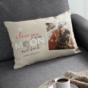 I Love You to the Moon and Back   Names & Photo Lumbar Cushion