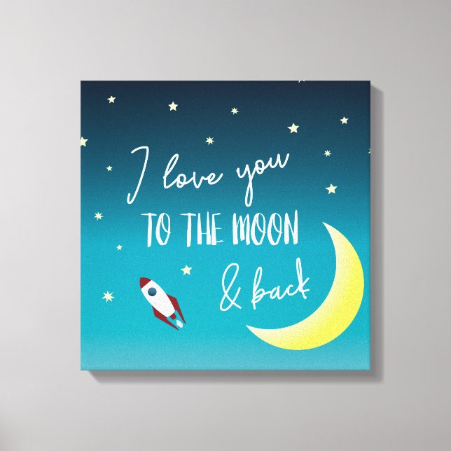 I love you to the moon and back ombre baby nursery canvas print (Front)