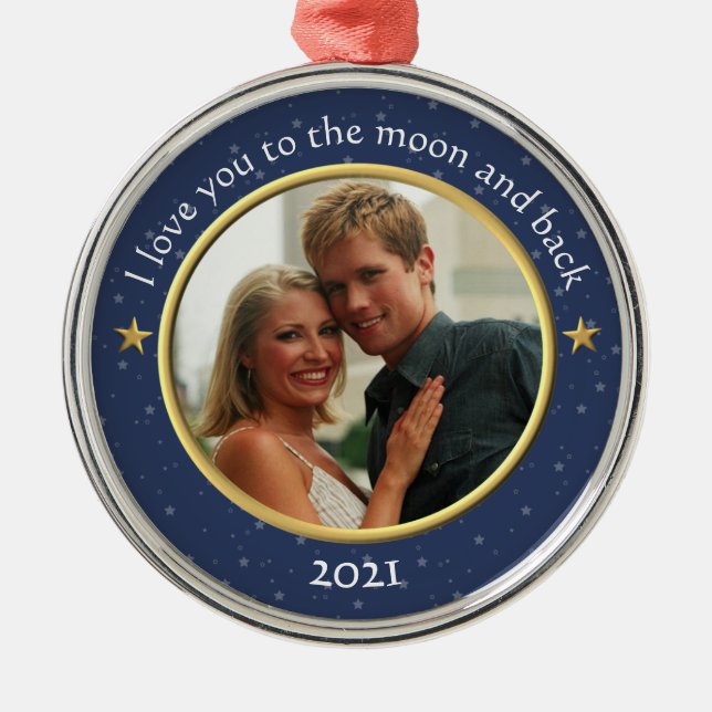 I Love You to the Moon and Back Photo Ornament (Front)